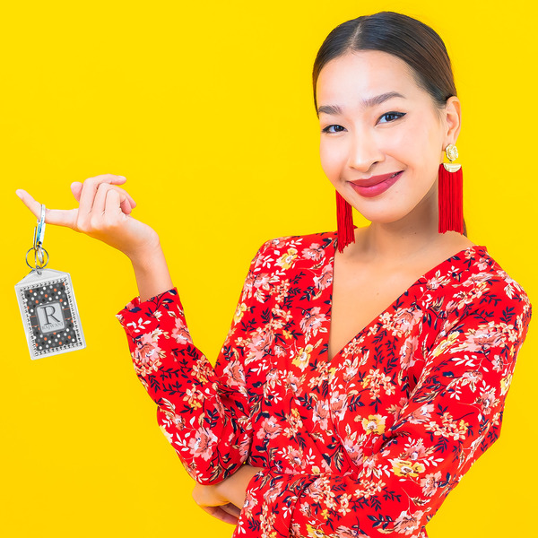 Gray Dots Bling Keychain - LIFESTYLE