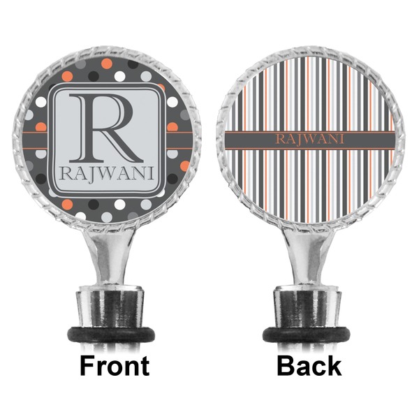 Gray Dots Bottle Stopper - Front and Back