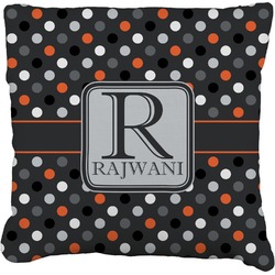 Gray Dots Faux-Linen Throw Pillow 16" (Personalized)