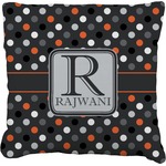 Gray Dots Faux-Linen Throw Pillow 18" (Personalized)