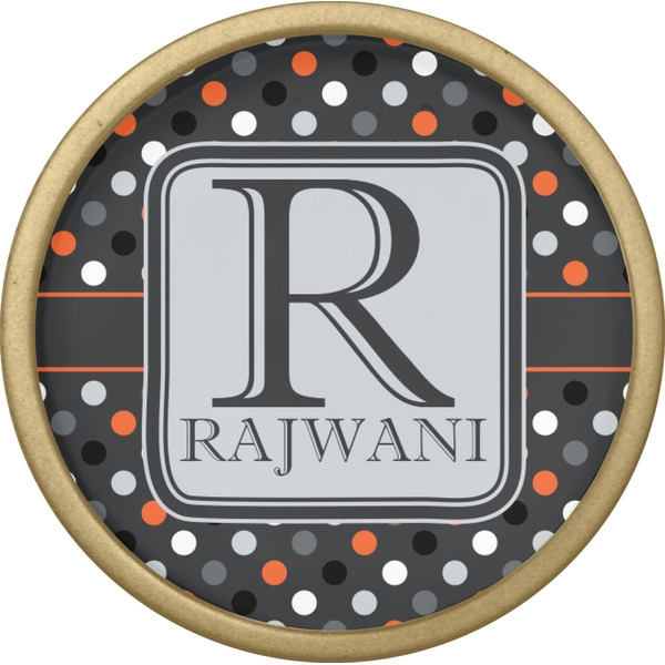 Gray Dots Cabinet Knob - Gold - Front