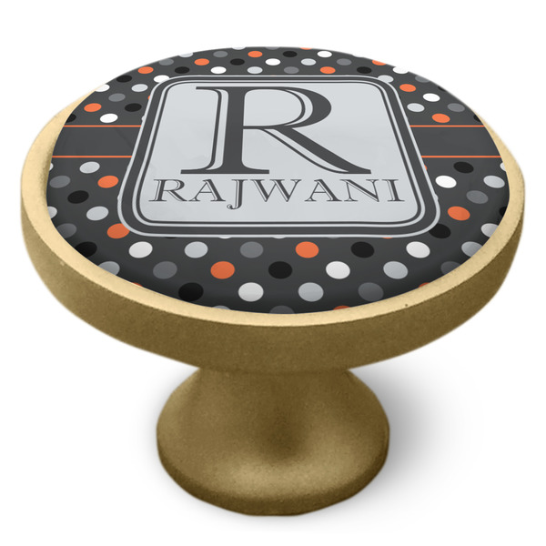 Gray Dots Cabinet Knob - Gold - Side