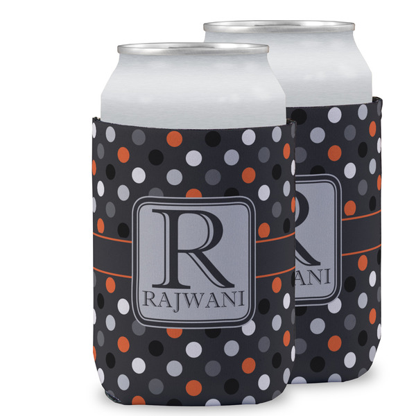 Custom Gray Dots Can Cooler (12 oz) w/ Name and Initial
