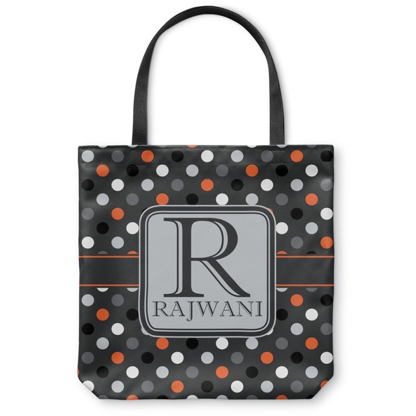 Custom Gray Dots Canvas Tote Bag - Small - 13"x13" (Personalized)