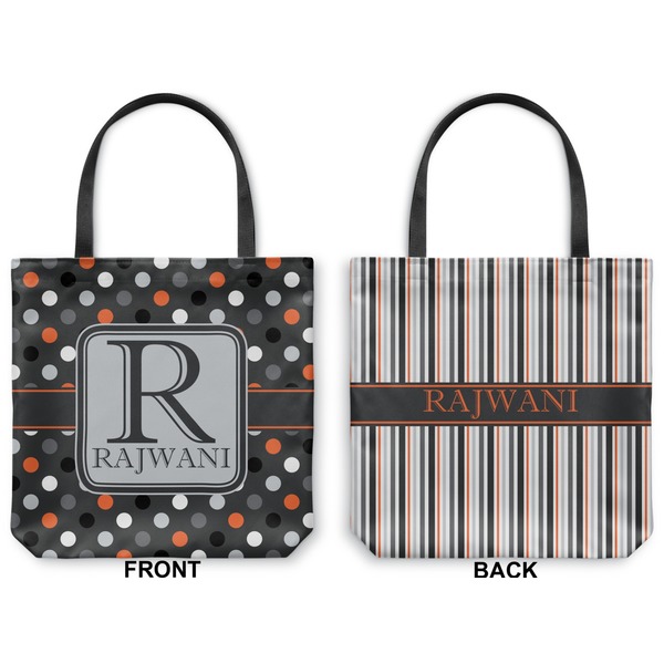 Gray Dots Canvas Tote - Front and Back