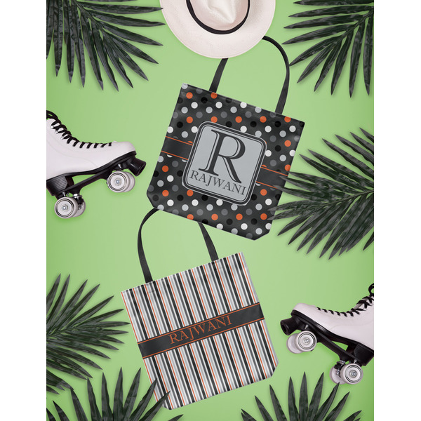 Gray Dots Canvas Tote Lifestyle Front and Back