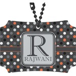 Gray Dots Rear View Mirror Ornament (Personalized)
