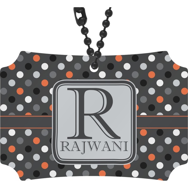 Custom Gray Dots Rear View Mirror Ornament (Personalized)