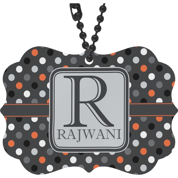 Custom Gray Dots Rear View Mirror Charm (Personalized)