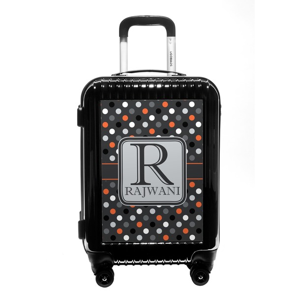 Custom Gray Dots Carry On Hard Shell Suitcase (Personalized)