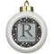 Gray Dots Ceramic Ball Ornament (Personalized)