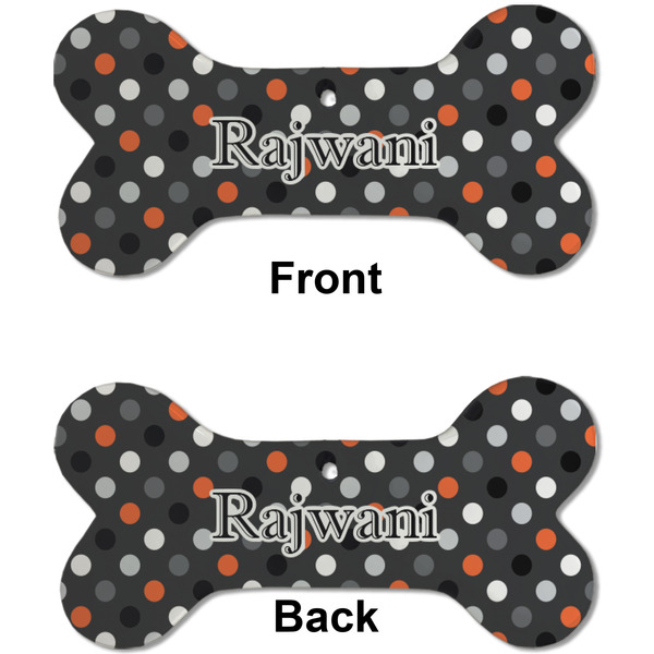 Gray Dots Ceramic Flat Ornament - Bone Front & Back (APPROVAL)