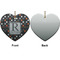 Gray Dots Ceramic Flat Ornament - Heart Front & Back (APPROVAL)