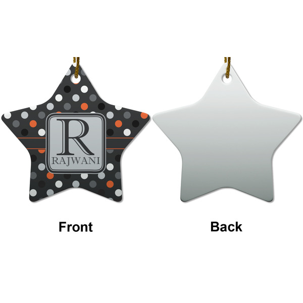 Gray Dots Ceramic Flat Ornament - Star Front & Back (APPROVAL)