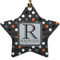 Gray Dots Star Ceramic Ornament w/ Name and Initial
