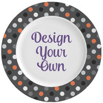 Gray Dots Ceramic Dinner Plates (Set of 4) (Personalized)