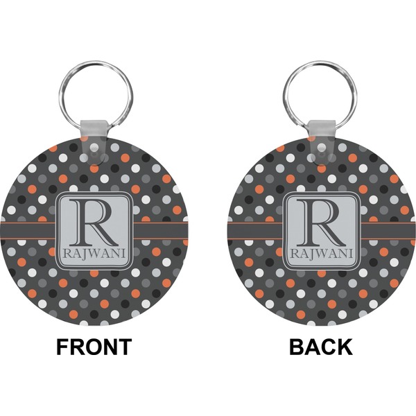 Gray Dots Circle Keychain (Front + Back)