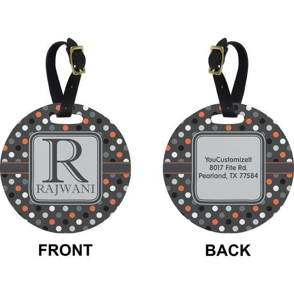 Gray Dots Circle Luggage Tag (Front + Back)