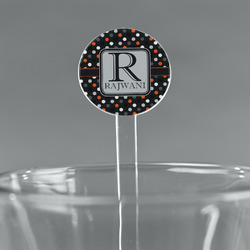Gray Dots 7" Round Plastic Stir Sticks - Clear (Personalized)