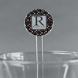 Gray Dots 5.5" Round Plastic Stir Sticks - Clear (Personalized)