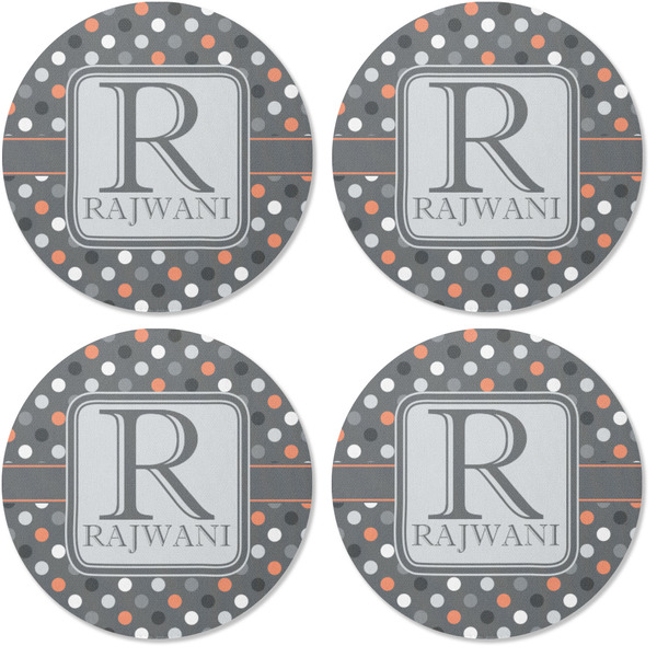 Gray Dots Coaster Round Rubber Back - Apvl
