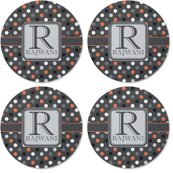 Gray Dots Coaster Round Rubber Back - Apvl