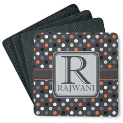 Gray Dots Square Rubber Backed Coasters - Set of 4 (Personalized)