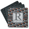 Gray Dots Square Rubber Backed Coasters - Set of 4 (Personalized)