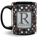Gray Dots 11 Oz Coffee Mug - Black (Personalized)
