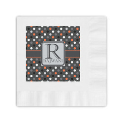 Gray Dots Coined Cocktail Napkins (Personalized)