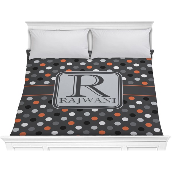 Custom Gray Dots Comforter - King (Personalized)