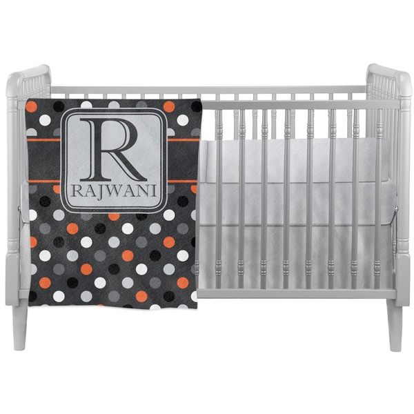Custom Gray Dots Crib Comforter / Quilt (Personalized)