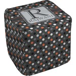 Gray Dots Cube Pouf Ottoman - 18" (Personalized)