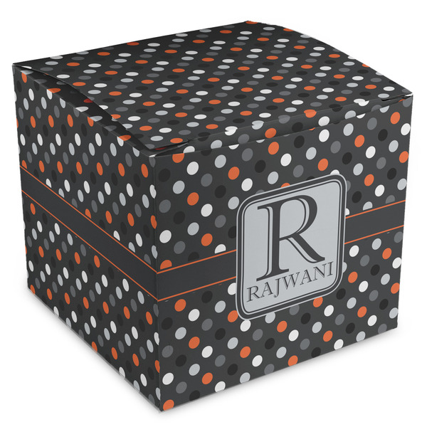 Custom Gray Dots Cube Favor Gift Boxes (Personalized)
