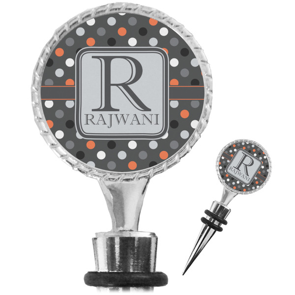 Custom Gray Dots Wine Bottle Stopper (Personalized)