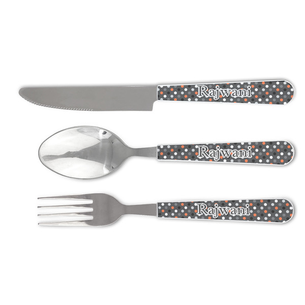 Custom Gray Dots Cutlery Set (Personalized)