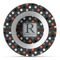 Gray Dots Plastic Bowl - Microwave Safe - Composite Polymer (Personalized)