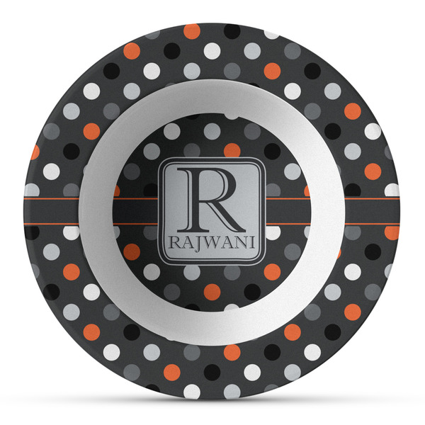 Custom Gray Dots Plastic Bowl - Microwave Safe - Composite Polymer (Personalized)