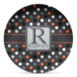 Gray Dots Microwave Safe Plastic Plate - Composite Polymer (Personalized)