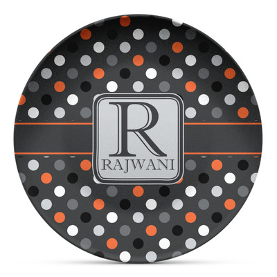Gray Dots Microwave Safe Plastic Plate - Composite Polymer (Personalized)