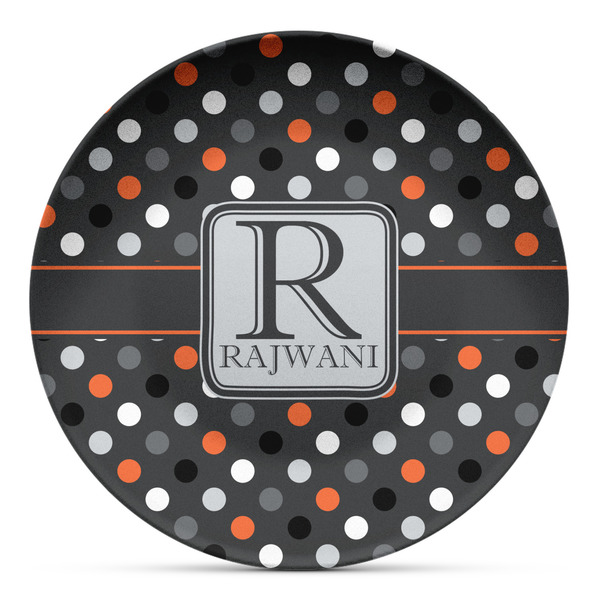 Custom Gray Dots Microwave Safe Plastic Plate - Composite Polymer (Personalized)