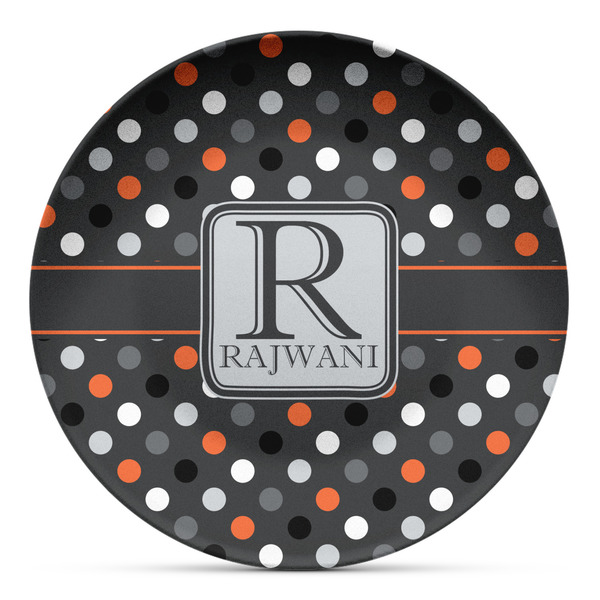 Custom Gray Dots Microwave Safe Plastic Plate - Composite Polymer (Personalized)