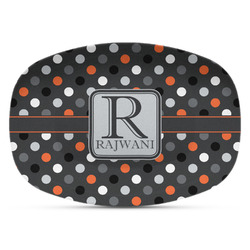 Gray Dots Plastic Platter - Microwave & Oven Safe Composite Polymer (Personalized)
