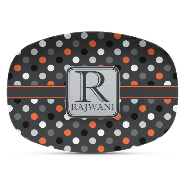 Custom Gray Dots Plastic Platter - Microwave & Oven Safe Composite Polymer (Personalized)