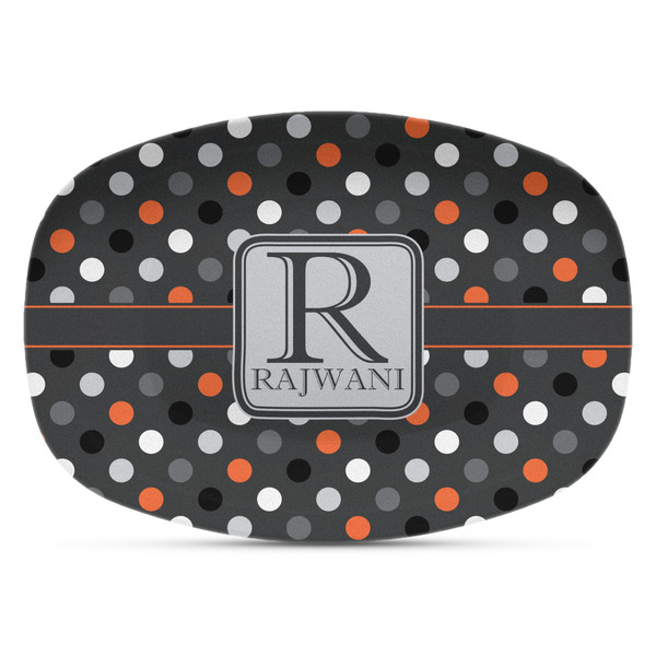 Custom Gray Dots Plastic Platter - Microwave & Oven Safe Composite Polymer (Personalized)