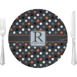 Gray Dots Glass Lunch / Dinner Plate 10" (Personalized)