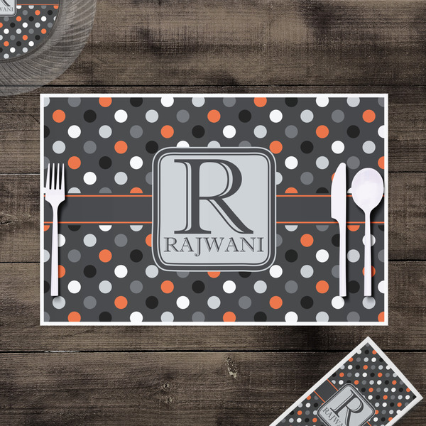 Gray Dots Disposable Paper Placemat - In Context