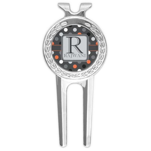 Custom Gray Dots Golf Divot Tool & Ball Marker (Personalized)