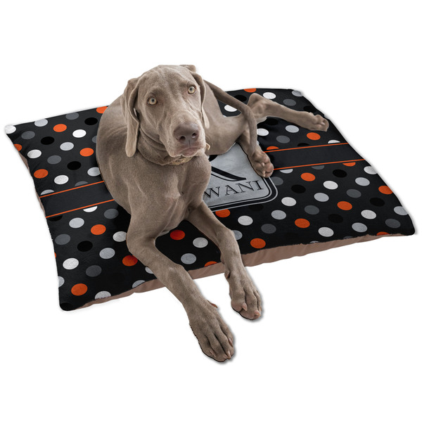 Custom Gray Dots Dog Bed - Large w/ Name and Initial