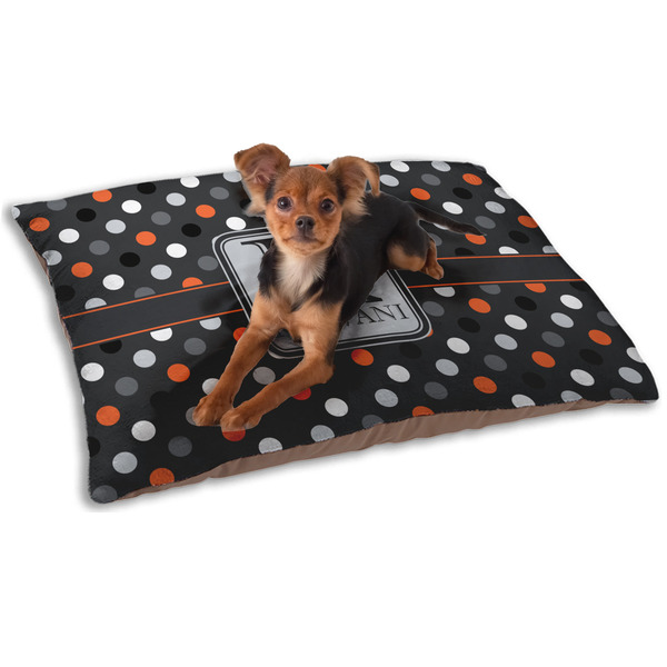 Custom Gray Dots Dog Bed - Small w/ Name and Initial